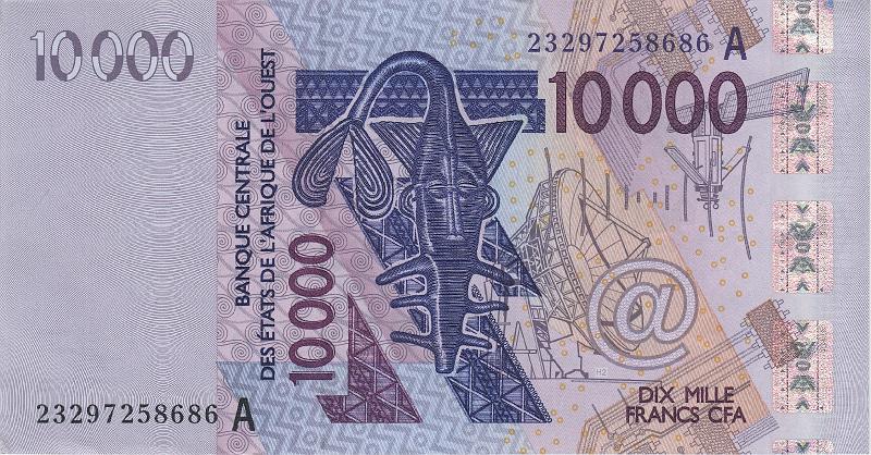 BCE_01_A.JPG - Западно Африканский союз, (A - Кот-д'Ивуар), 2003(2021)г, 10 000 франков КФА.