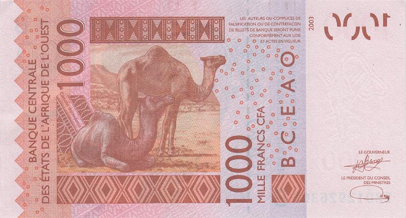 BCE_04_B.JPG - BCEAO, 1000 francs CFA, (B - Benin), UNC.