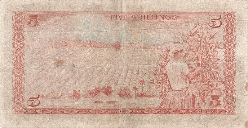 KEN_02_B.JPG - Kenya, 5 shillings, VG.
