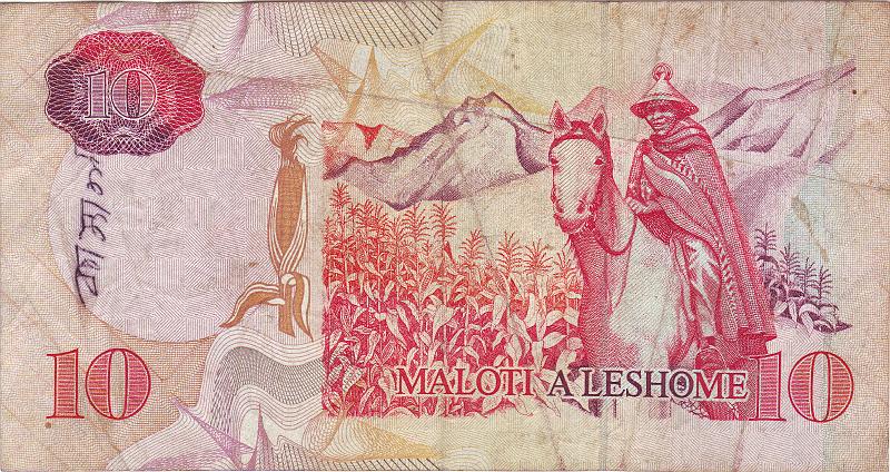 LES_01_B.JPG - Lesotho, 10 maloti, VF.