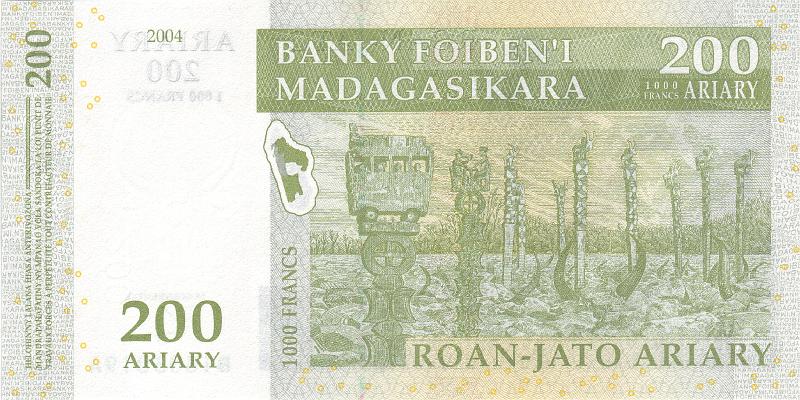 MDG_03_B.JPG - Madagascar, 200 ariary, UNC.