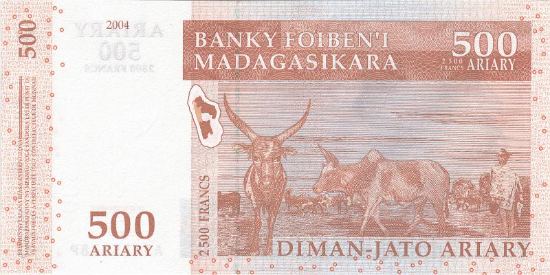 MDG_04_B.JPG - Madagascar, 500 ariary, UNC.