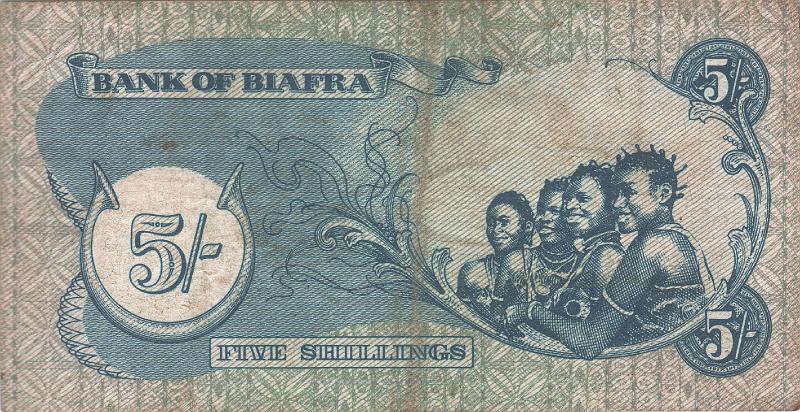 BFR_01_B.JPG - Biafra, 5 shillings, VF.