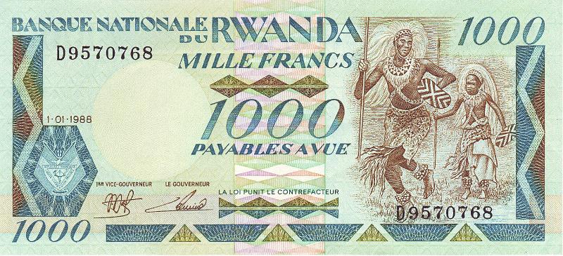 RWN_01_A.JPG - Руанда, 1988г., 1000 франков.