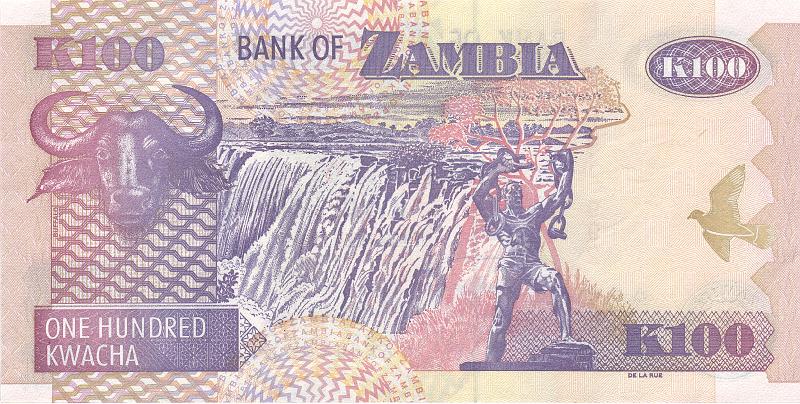 ZAM_01_B.JPG - Zambia, 100 kwacha, UNC.