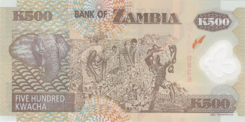 ZAM_03_B.JPG - Zambia, 500 kwacha, UNC.