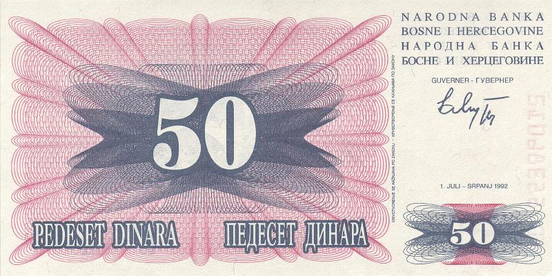 BSN_03_B.JPG - Bosnia and Herzegovina, 50 dinars, UNC.