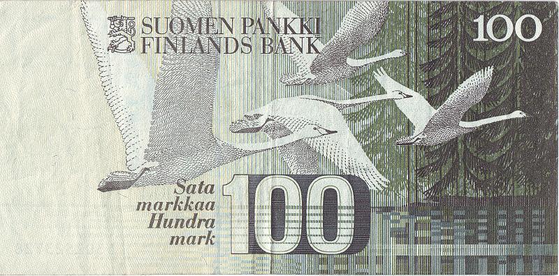 FIN_01_B.JPG - Finland, 100 marks, VF.