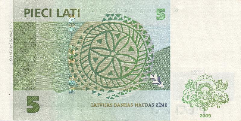 LAT_01_B.JPG - Latvia, 5 lat , aUNC.