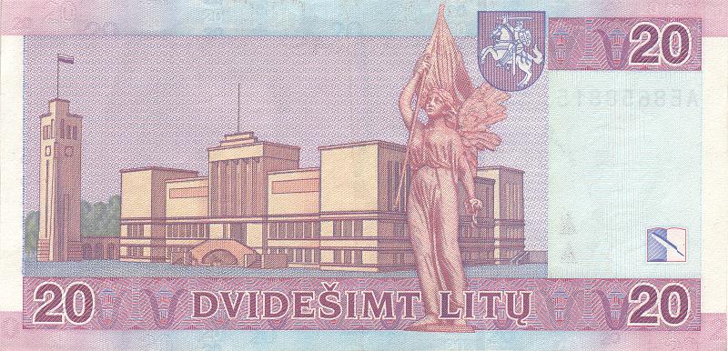 LIT_02_B.JPG - Lithuania, 20 litas, XF.