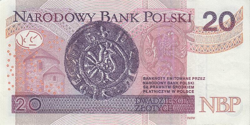 POL_12_B.JPG - Poland, 20 zloty, XF.