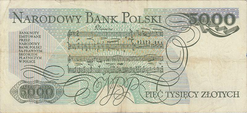 POL_14_B.JPG - Poland, 5000 zloty, VF.