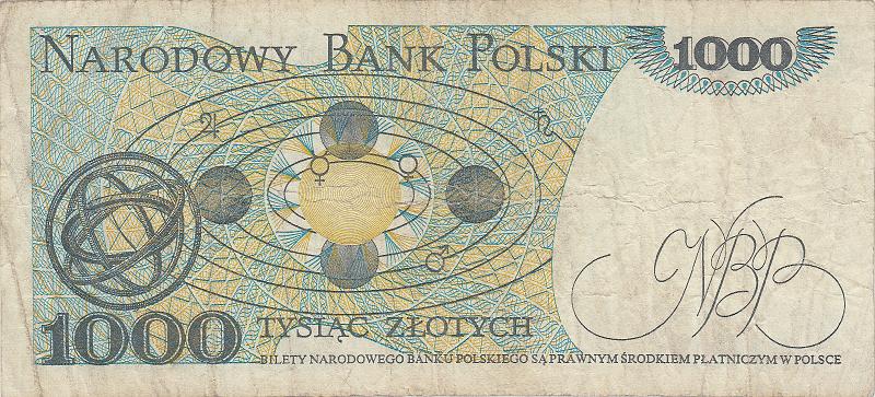 POL_15_B.JPG - Poland, 1000 zloty, VG.