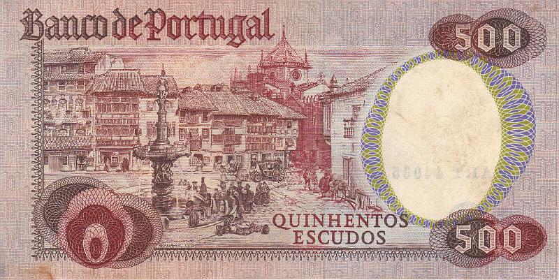 PRT_06_B.JPG - Portugal, 500 escudos, XF.