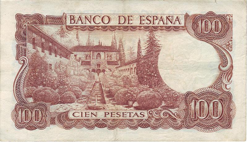 ESP_01_B.JPG - Spain, 100 pesets, VF.