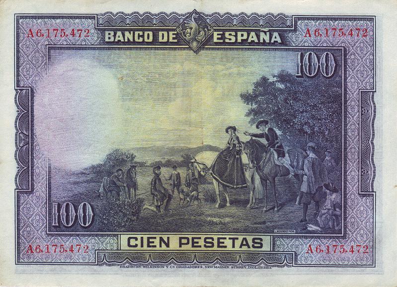 ESP_02_B.JPG - Spain, 100 pesets, VF.