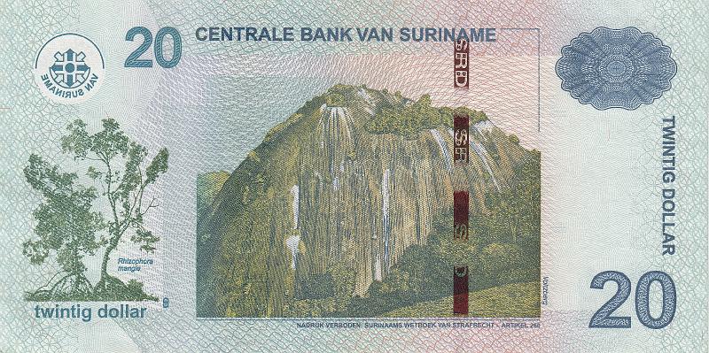 SUR_07_B.JPG - Suriname, 20 dollars, UNC.