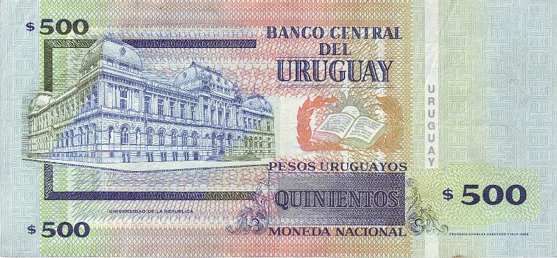 URG_05_B.JPG - Uruguay, 500 pesos, XF.